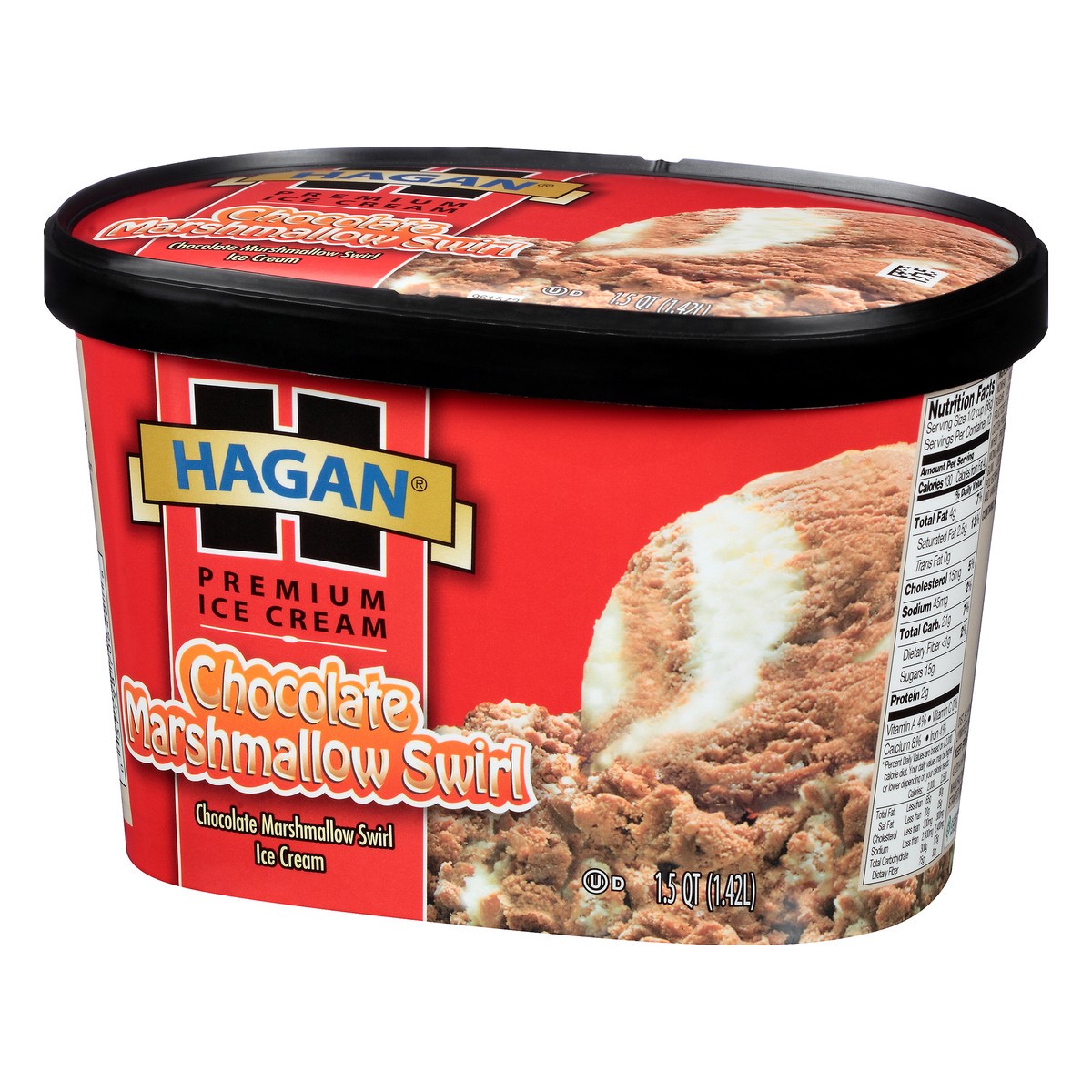 slide 2 of 10, Hagan Chocolate Marshmallow Swirl Premium Ice Cream 1.5 qt Tub, 1.42 liter