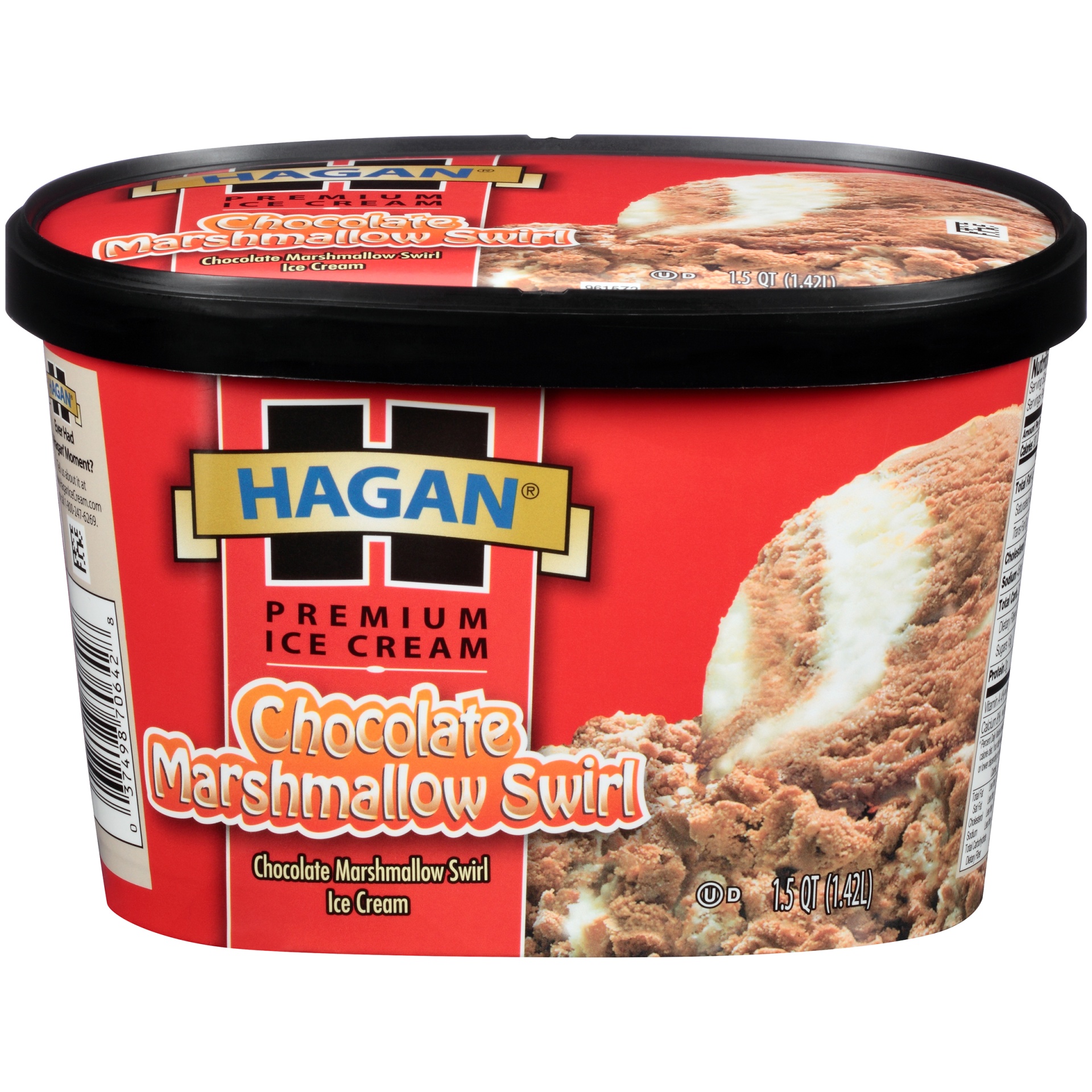slide 1 of 7, Hagan Chocolate Marshmallow Swirl Premium Ice Cream, 1.5 qt