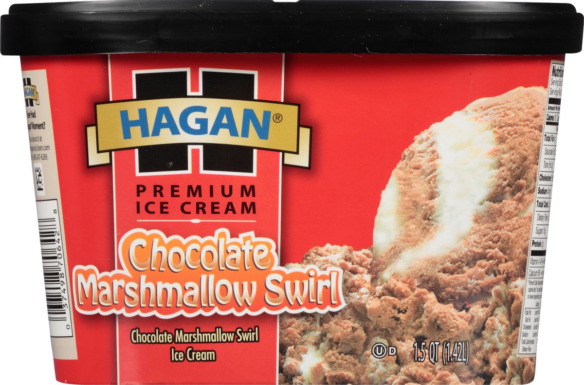 slide 10 of 10, Hagan Chocolate Marshmallow Swirl Premium Ice Cream 1.5 qt Tub, 1.42 liter