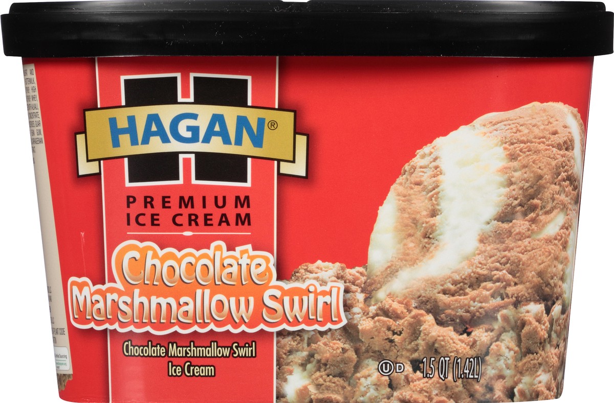 slide 8 of 10, Hagan Chocolate Marshmallow Swirl Premium Ice Cream 1.5 qt Tub, 1.42 liter