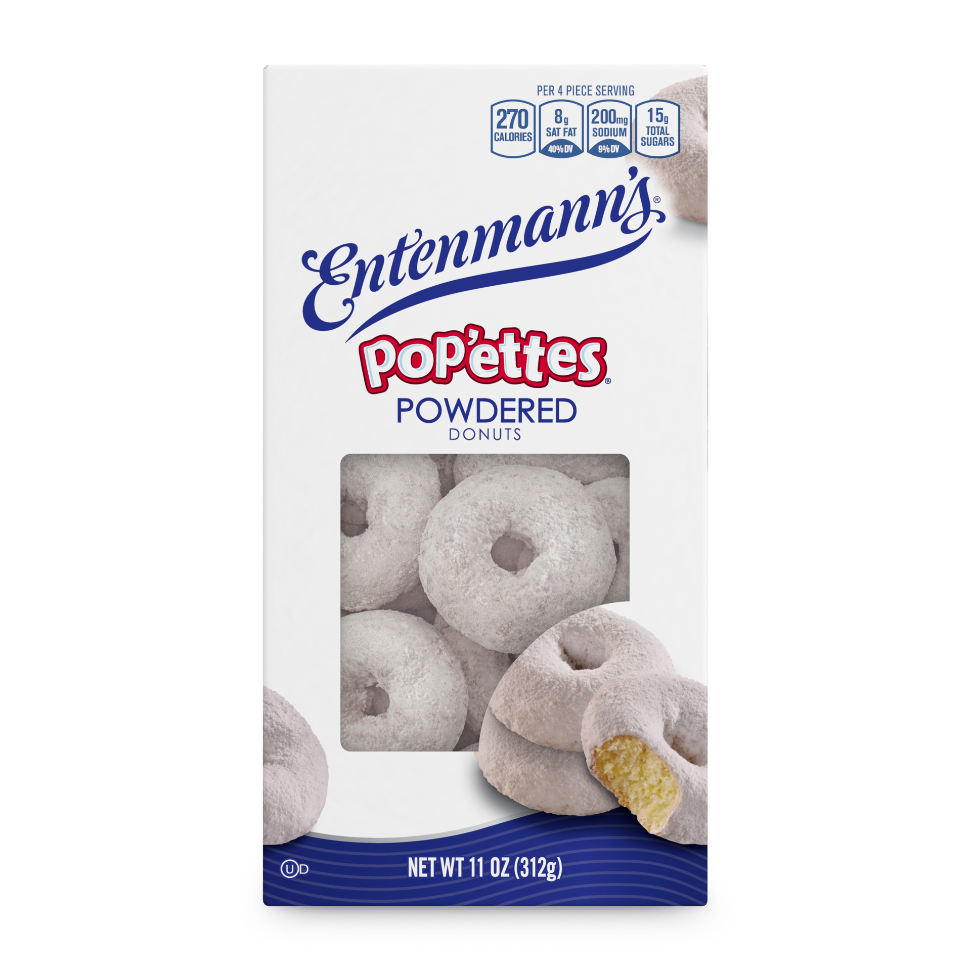 slide 1 of 9, Entenmann's Powdered Pop'ettes Mini Donuts, 11 oz, 28 ct