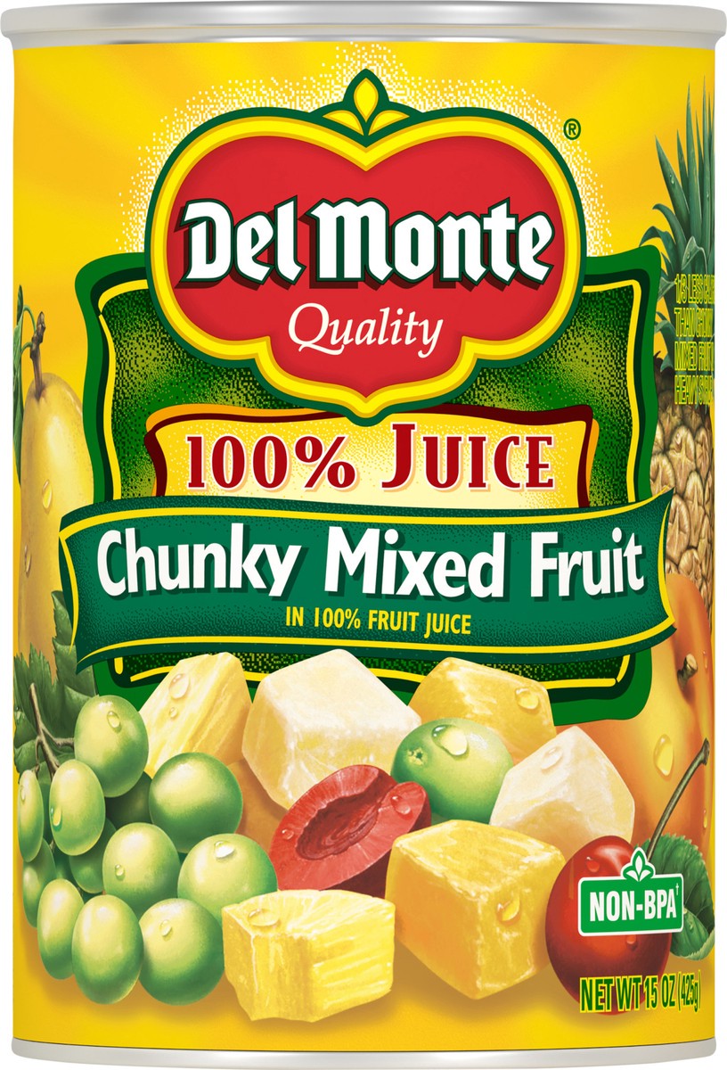 slide 4 of 7, Del Monte Chunky 100% Juice Mixed Fruit 15 oz, 15 oz