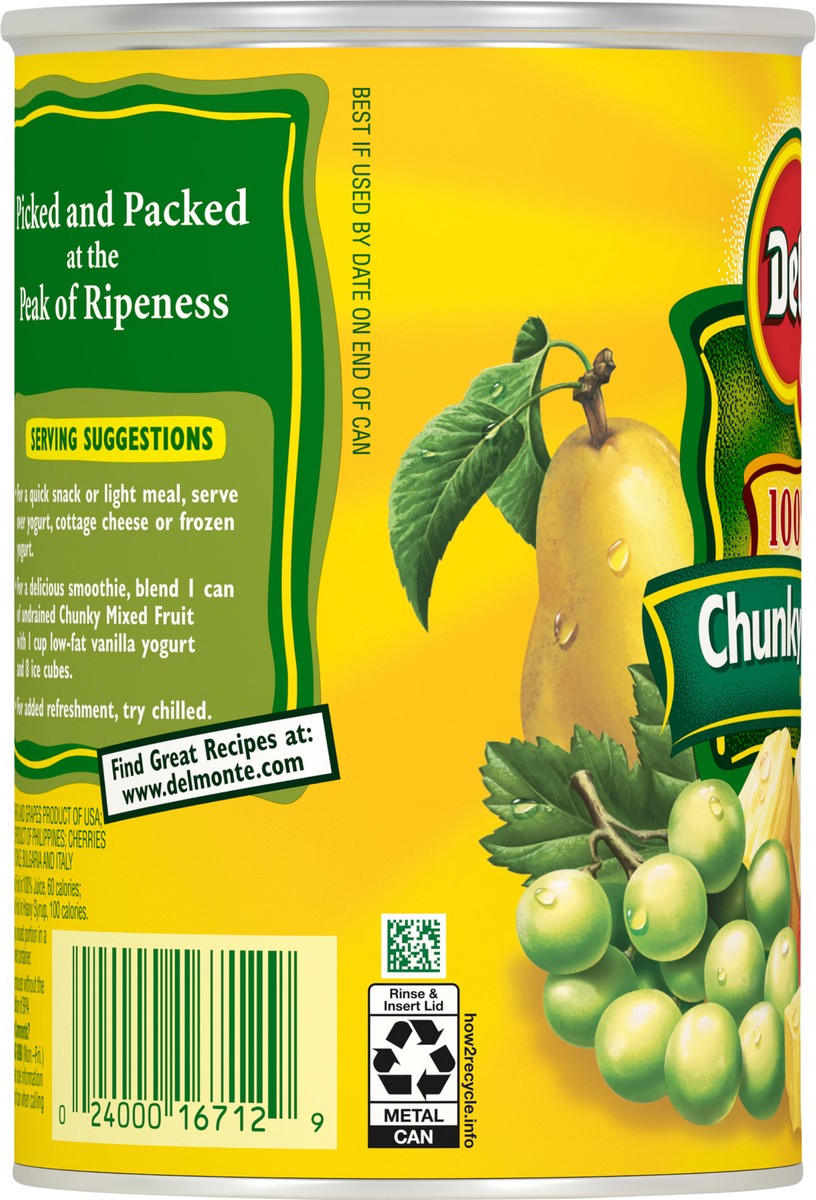 slide 6 of 7, Del Monte Chunky 100% Juice Mixed Fruit 15 oz, 15 oz