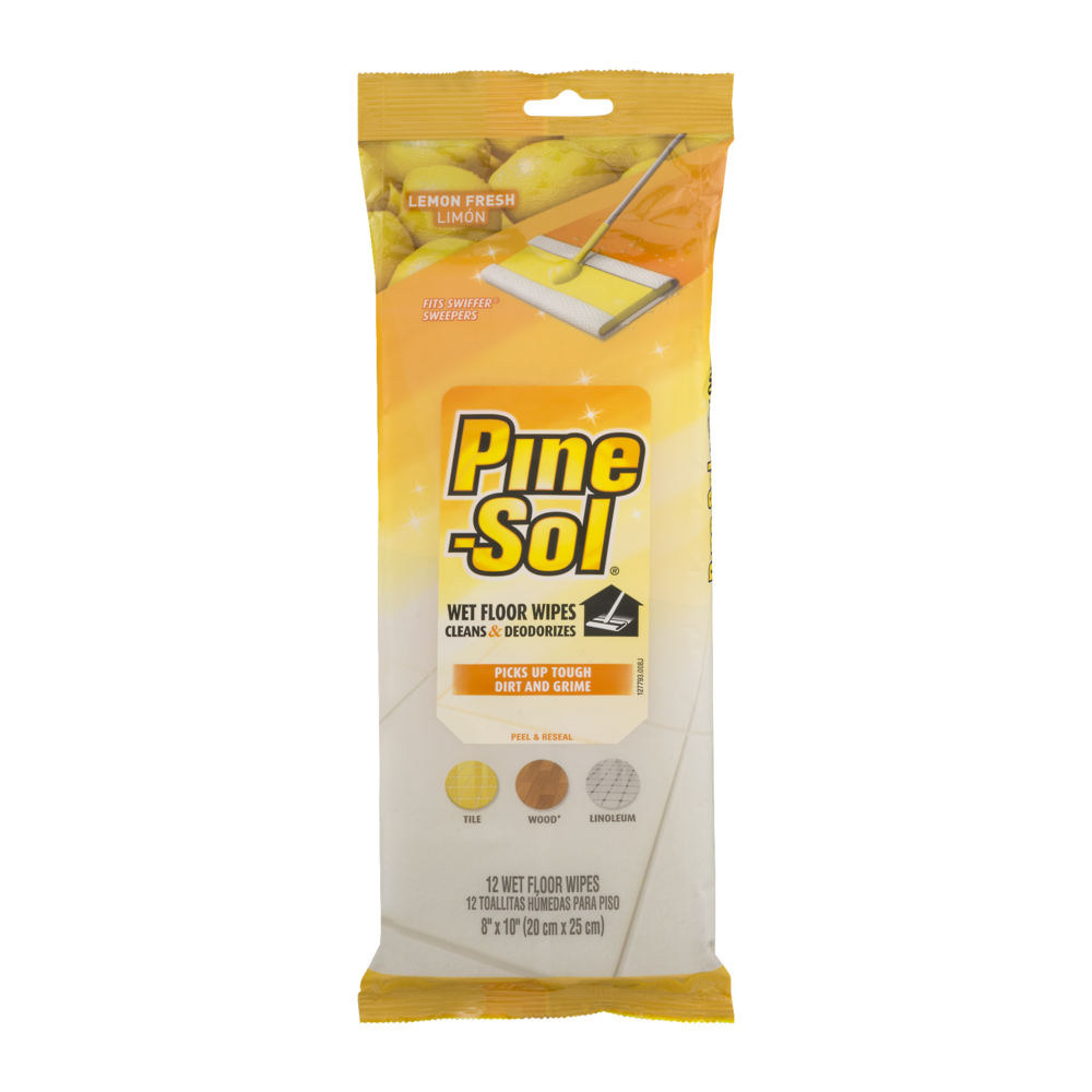 slide 1 of 1, Pine-Sol Pinesol Lemon Fresh Wet Floor Wipes, 12 ct