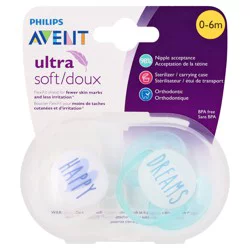 Philips 0-6 Months Ultra Soft Pacifiers 2 ea