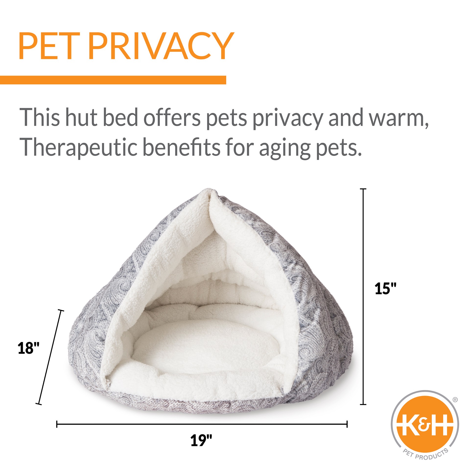 slide 4 of 9, K & H K&H Pet Products Self-Warming Hut Pet Bed Gray Small 18 X 19 Inches, 1 ct