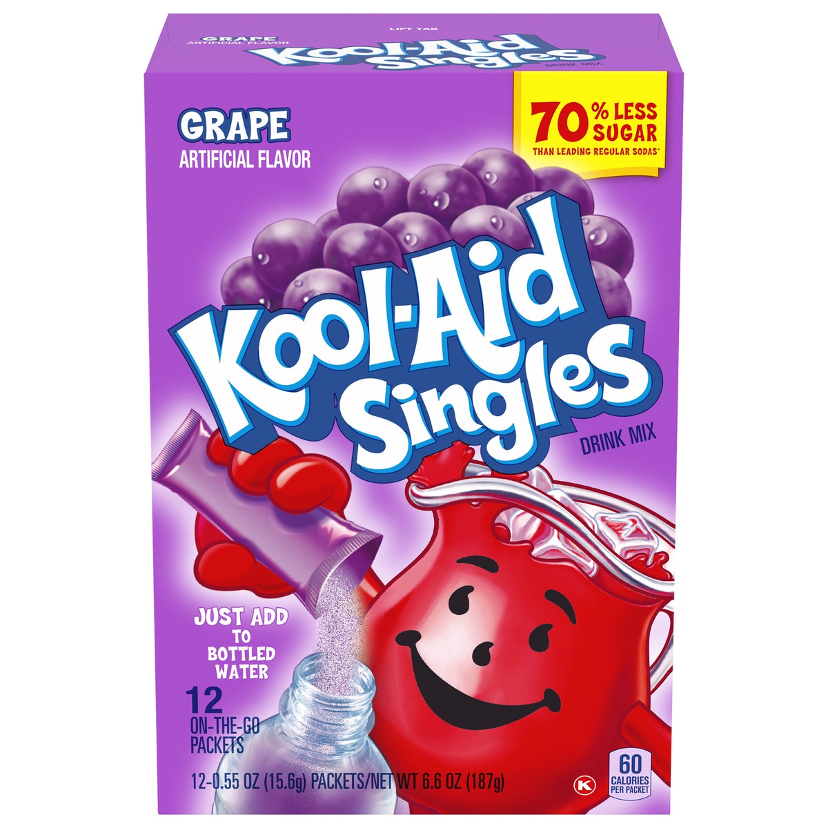 slide 13 of 13, Kool-Aid Singles Sugar-Sweetened Grape Artificially Flavored Powdered Soft Drink Mix, 12 ct On-the-Go-Packets, 12 ct