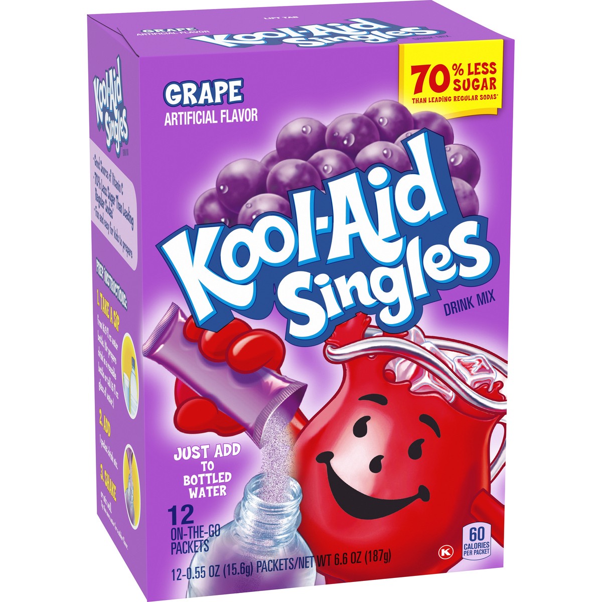 slide 8 of 13, Kool-Aid Singles Sugar-Sweetened Grape Artificially Flavored Powdered Soft Drink Mix, 12 ct On-the-Go-Packets, 12 ct