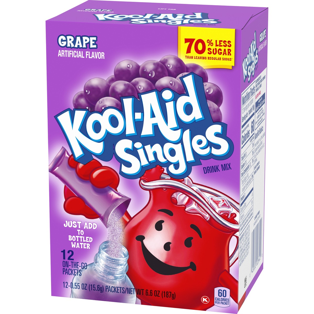 slide 11 of 13, Kool-Aid Singles Sugar-Sweetened Grape Artificially Flavored Powdered Soft Drink Mix, 12 ct On-the-Go-Packets, 12 ct