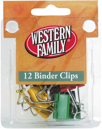 slide 1 of 1, Western Family Binder Clips, 12 ct