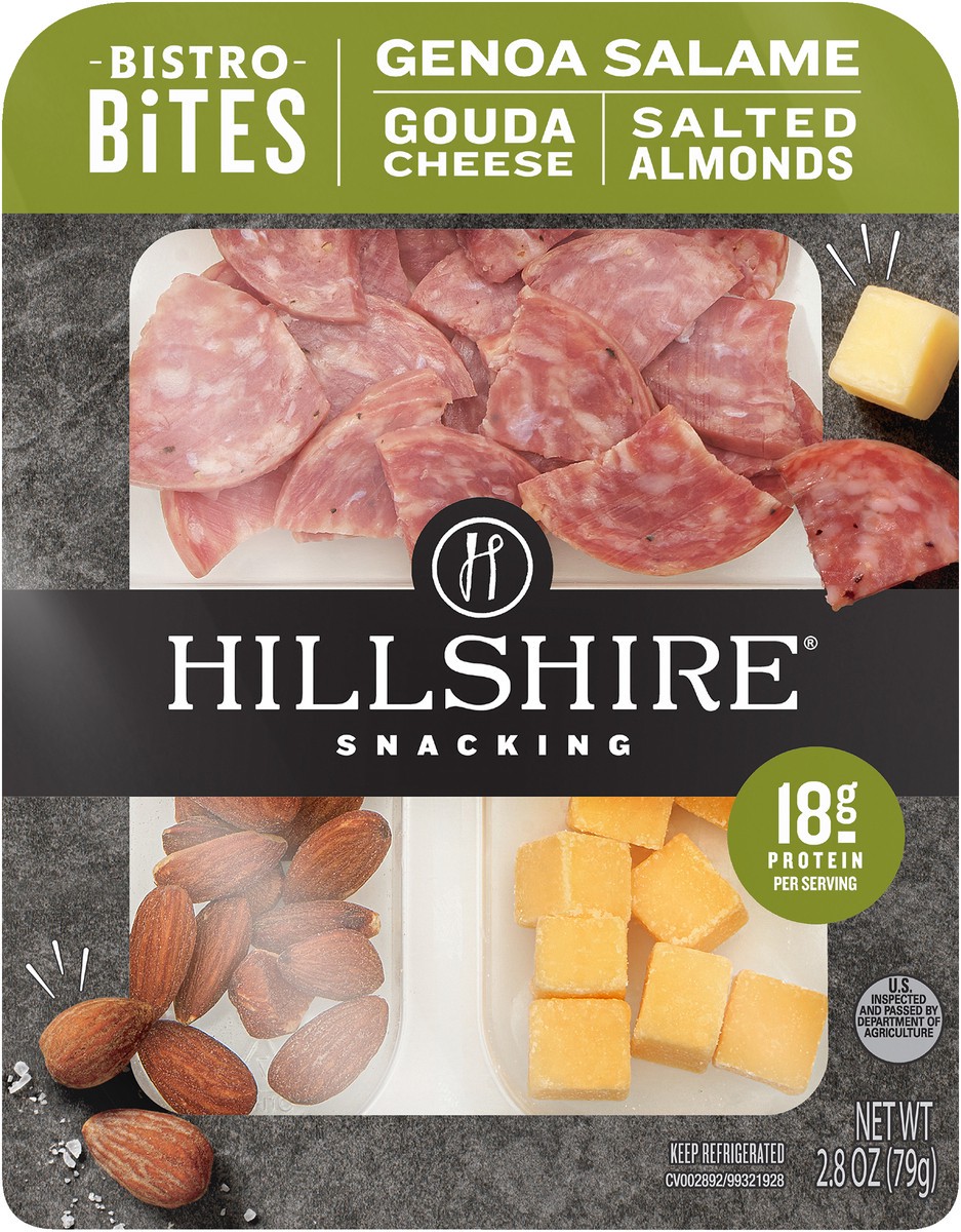 slide 3 of 3, Hillshire Snacking Bistro Bites Genoa Salame and Gouda Cheese, Single Serve, 79.38 g