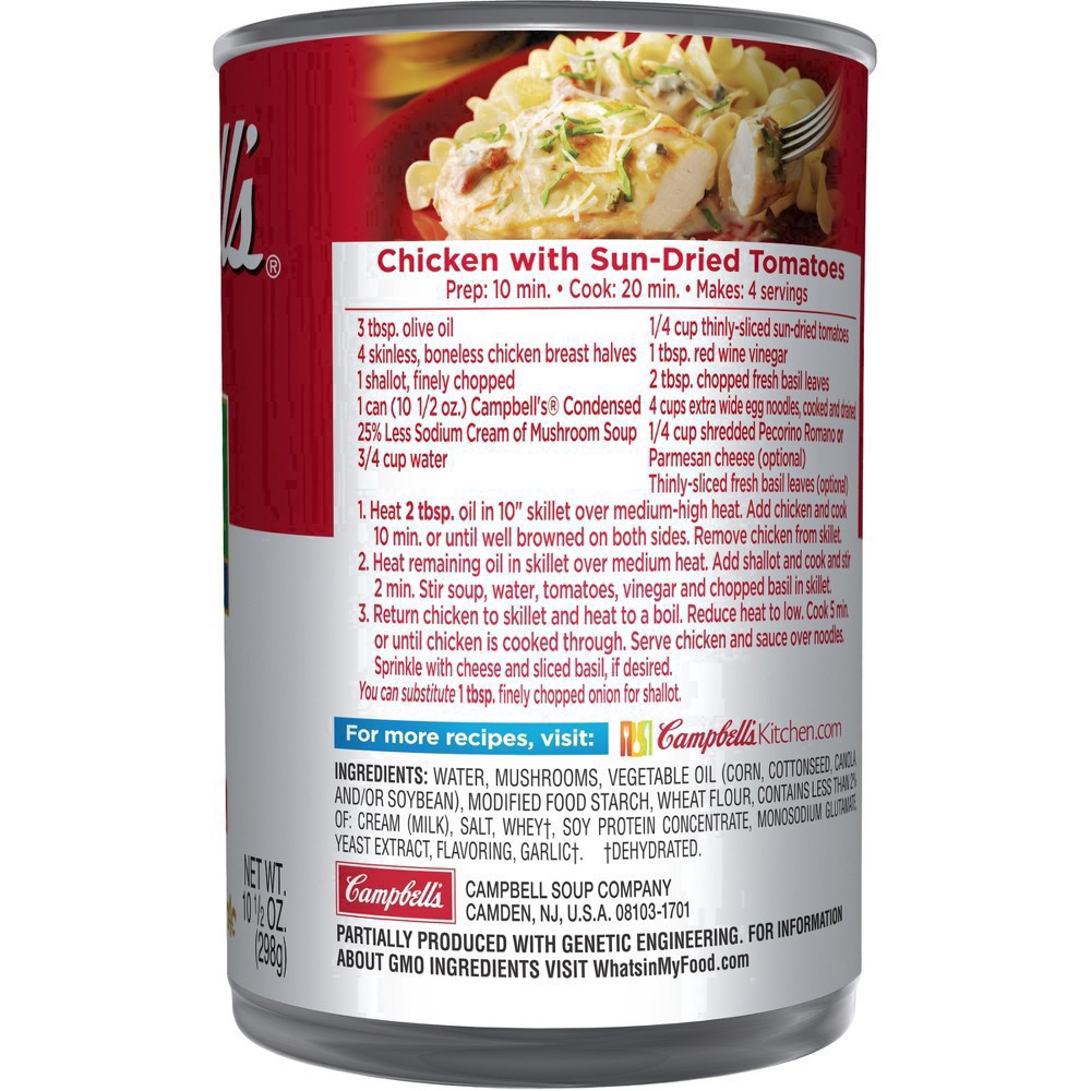 slide 9 of 98, Campbell's Condensed 25% Less Sodium Cream of Mushroom Soup, 10.5 Ounce Can, 10.5 oz
