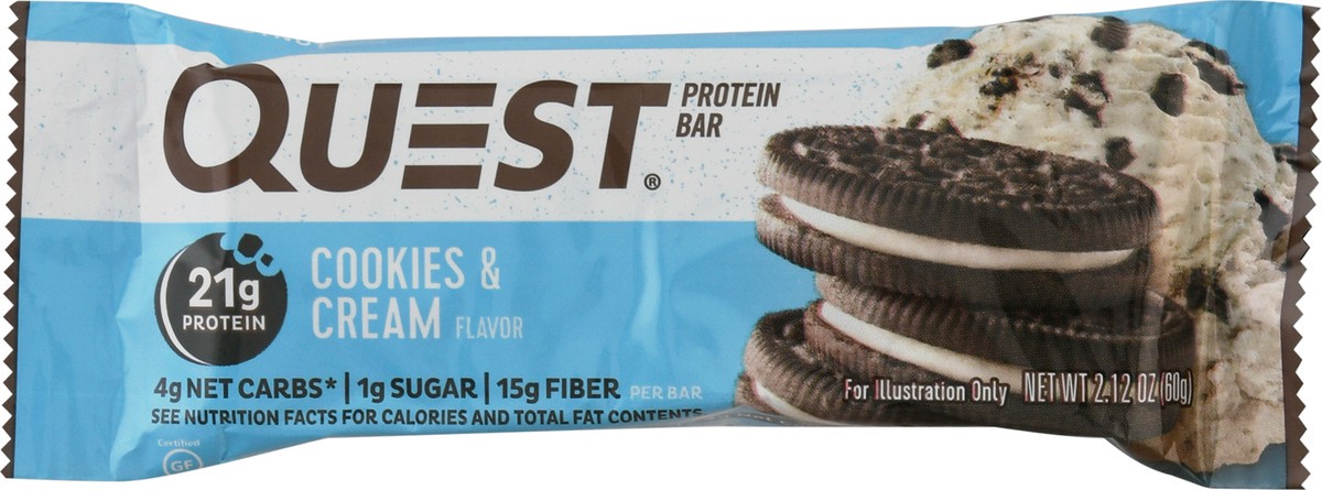slide 8 of 12, Quest Cookies & Cream Flavor Protein Bar 2.12 oz Bag, 2.12 oz