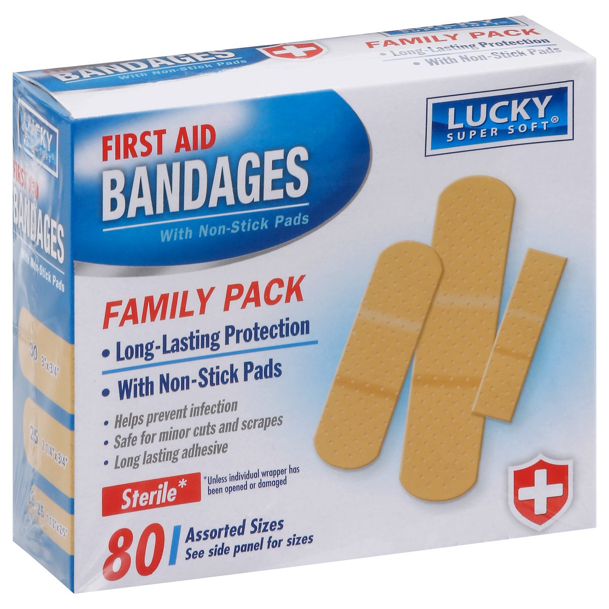 slide 12 of 12, Lucky Super Soft Family Pack First Aid Bandages 80 ea, 80 ct