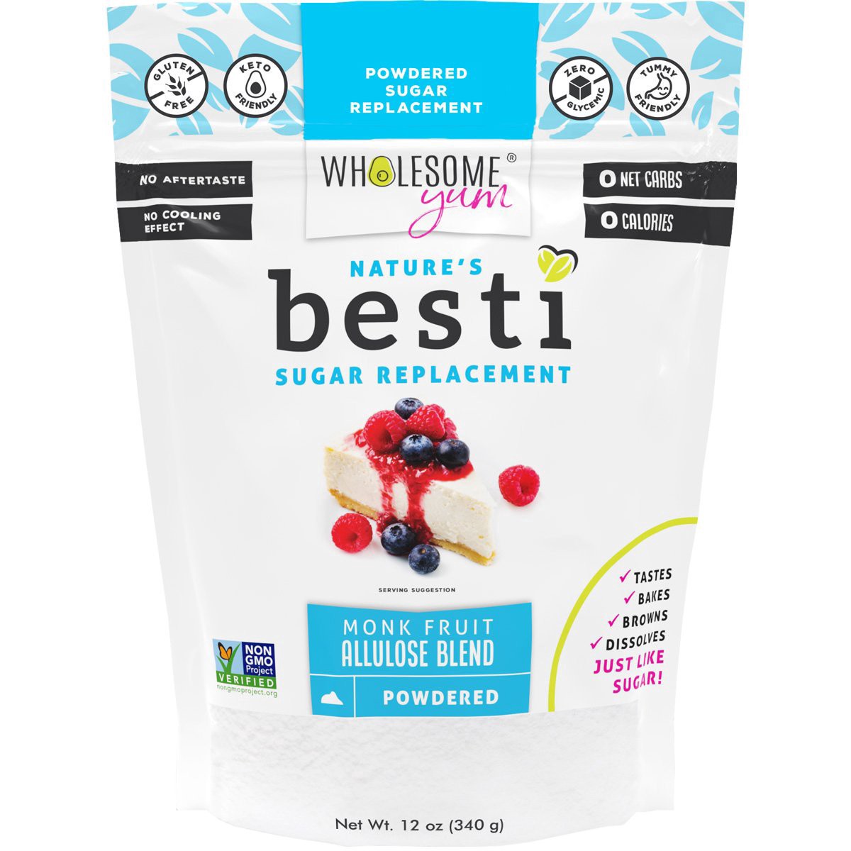 slide 1 of 1, Wholesome Yum Powdered Monk Fruit Allulose Blend Sugar Replacement, 12 oz