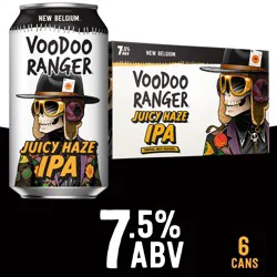 New Belgium Voodoo Ranger Juicy Haze IPA Beer, 6 Pack, 12 fl oz Cans