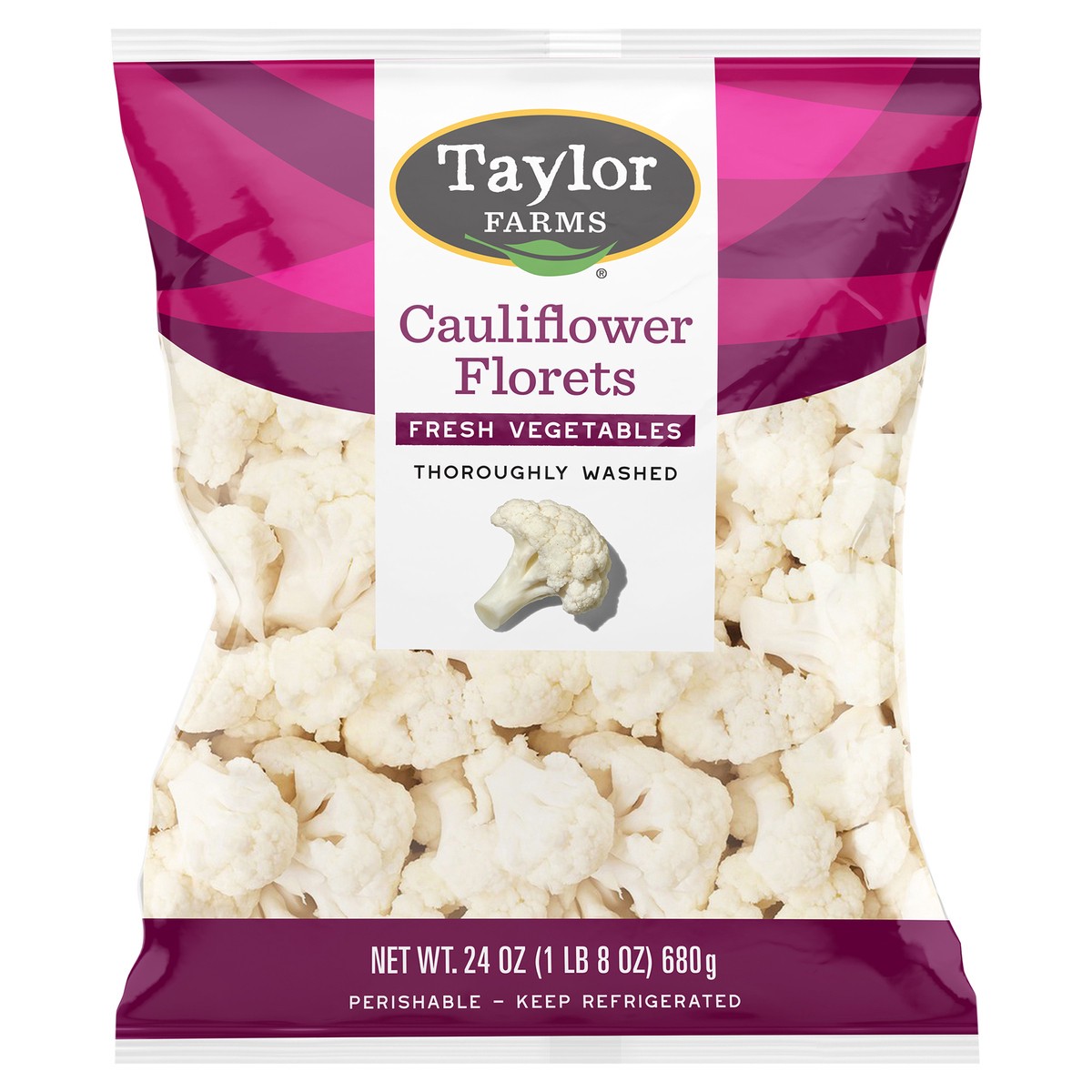 slide 3 of 6, Taylor Farms Cauliflower Florets, 24 oz