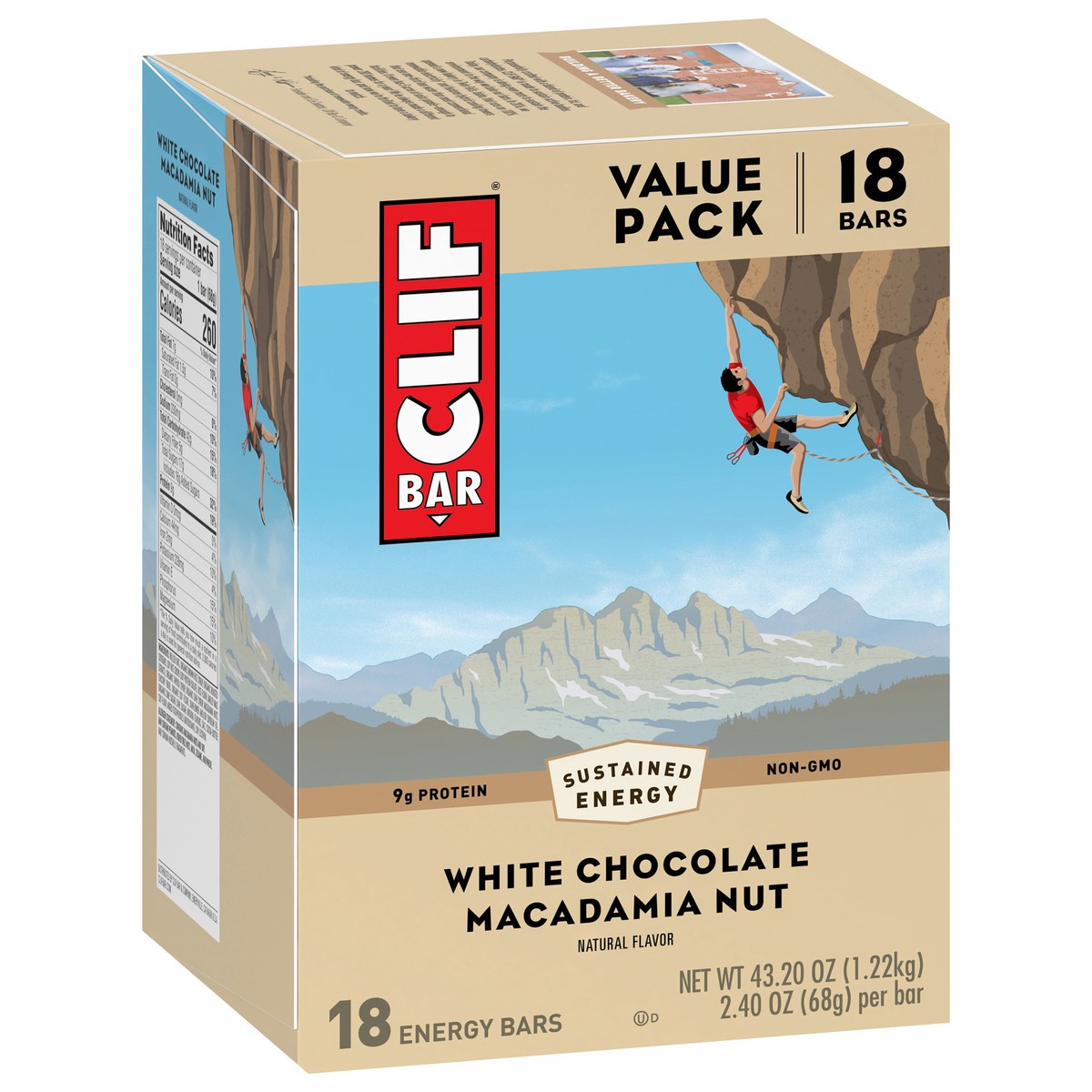 slide 2 of 9, CLIF BAR - White Chocolate Macadamia Nut Flavor - Made with Organic Oats - Non-GMO - Plant Based - Energy Bars - 2.4 oz. (18 Pack), 18 ct