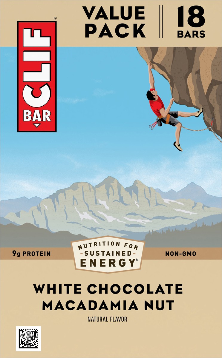 slide 8 of 9, CLIF BAR - White Chocolate Macadamia Nut Flavor - Made with Organic Oats - Non-GMO - Plant Based - Energy Bars - 2.4 oz. (18 Pack), 18 ct