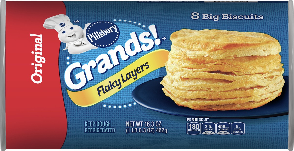 slide 8 of 9, Grands! Flaky Layers, Original Refrigerated Biscuit Dough, 8 ct., 16.3 oz., 8 ct