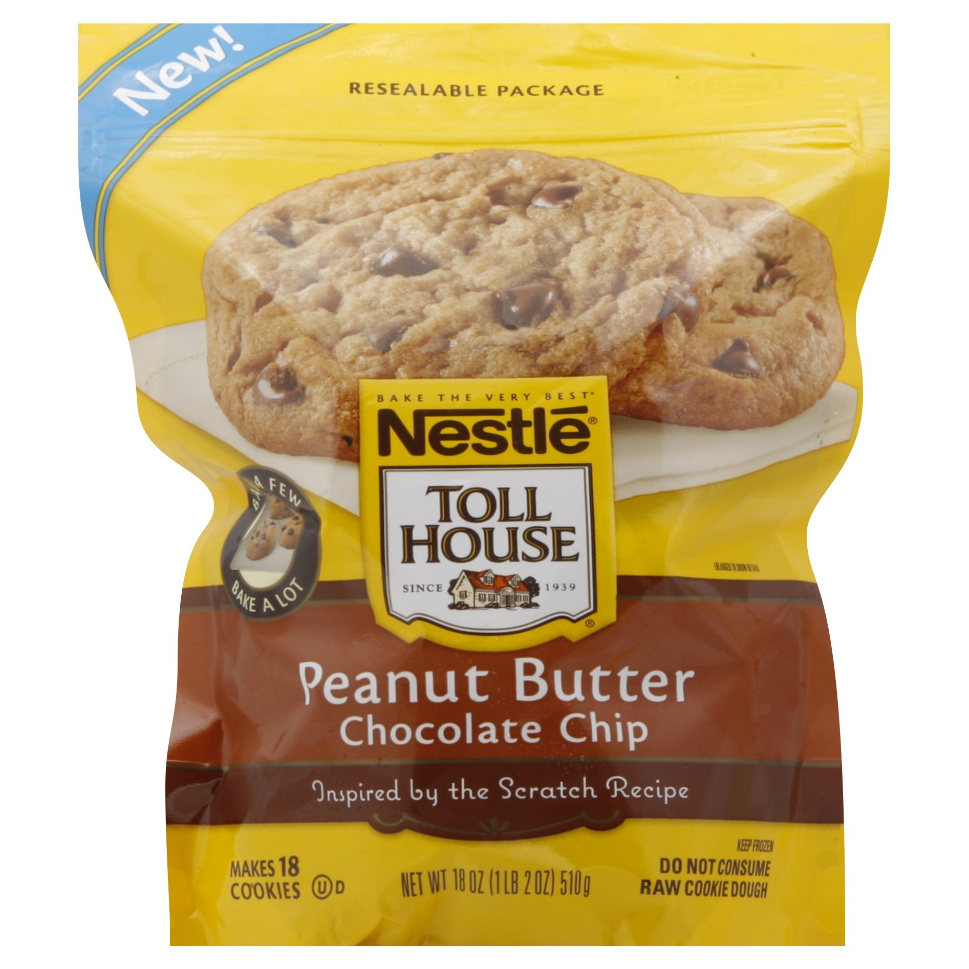 slide 1 of 1, Nestlé Toll House Peanut Butter Chocolate Chip Cookie Dough, 18 oz