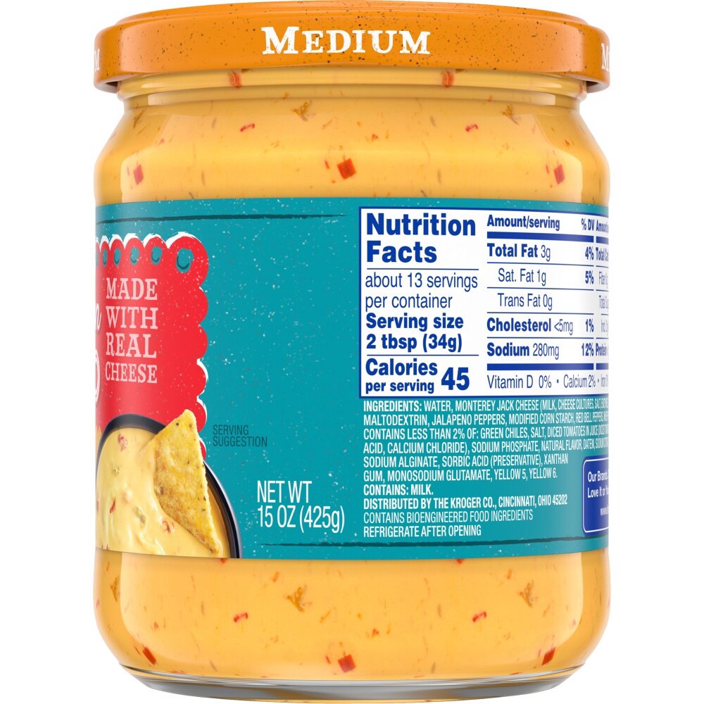 slide 3 of 4, Kroger Salsa Con Queso Cheese Dip - Medium, 15 oz