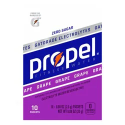 Propel Electrolyte Water Beverage Mix, Zero Sugar, Grape, 10 Packets - 10 ct
