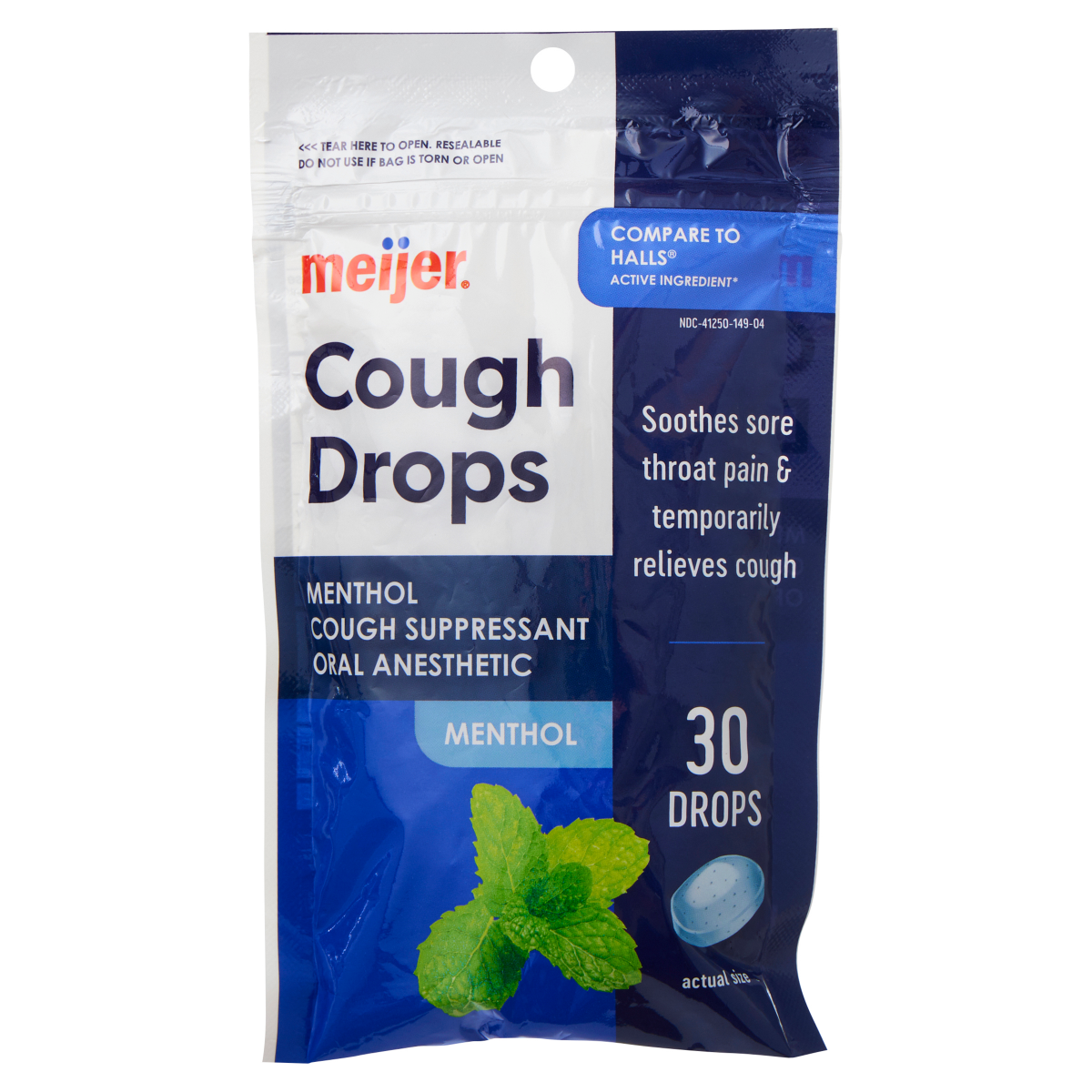 slide 1 of 29, Meijer Menthol Cough Drops, 30 ct