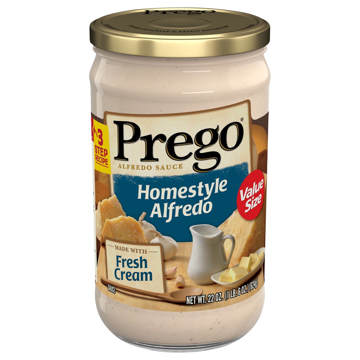 slide 1 of 19, Prego Homestyle Alfredo Sauce,