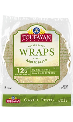 slide 1 of 1, Toufayan Garlic Pesto Wraps, 11 oz