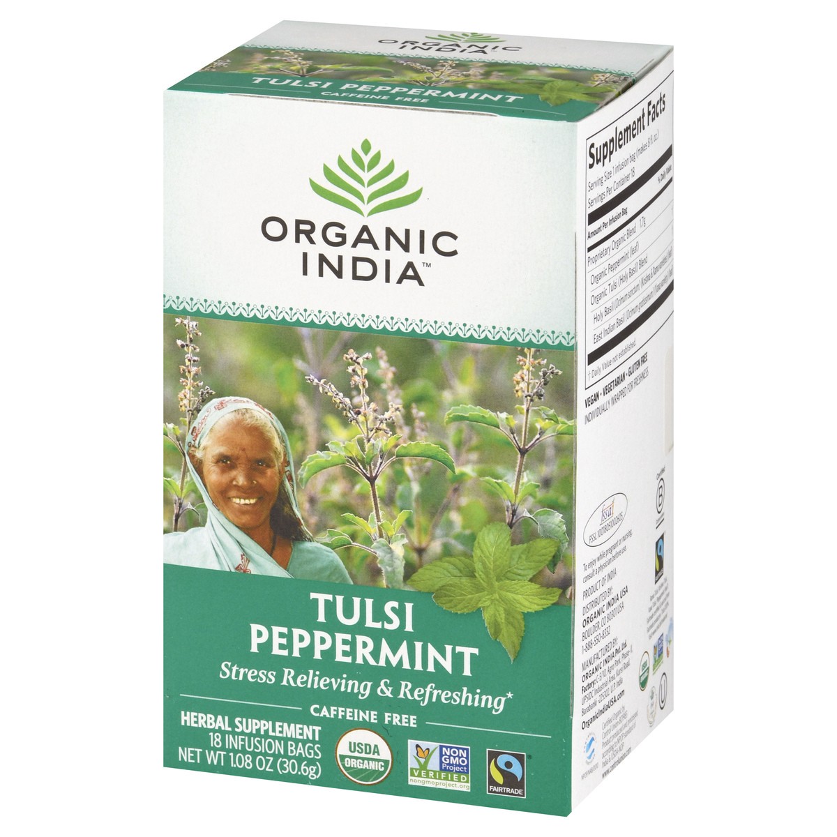 slide 13 of 13, Organic India Caffeine Free Infusion Bags Tulsi Peppermint Herbal Supplement - 18 ct, 18 ct