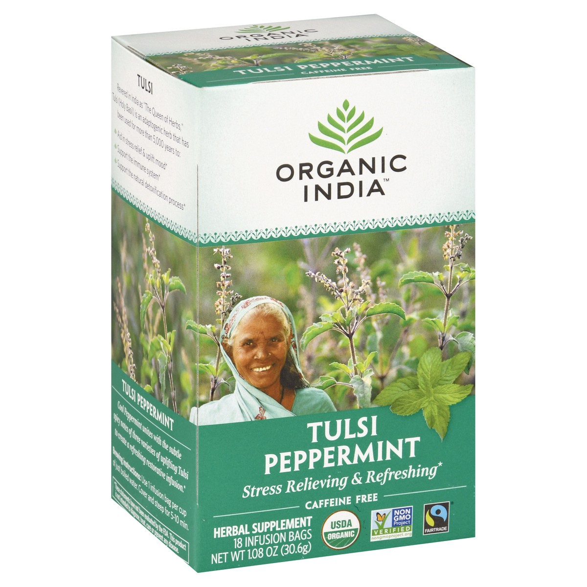 slide 9 of 13, Organic India Caffeine Free Infusion Bags Tulsi Peppermint Herbal Supplement - 18 ct, 18 ct