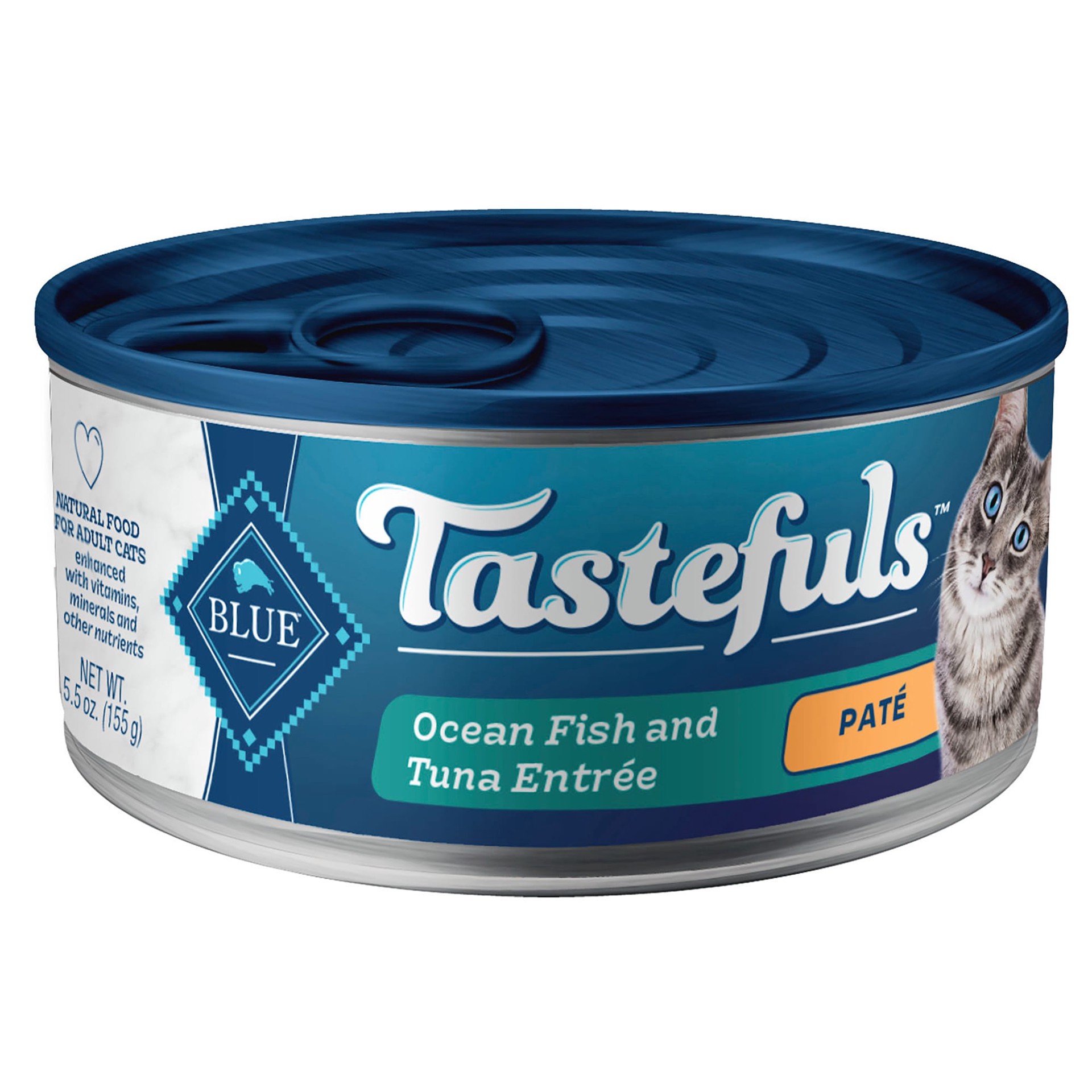 slide 1 of 1, Blue Buffalo Blue Tastefuls Adult Pate Ocean Fish and Tuna Entree Food for Cats 5.5 oz, 5.5 oz