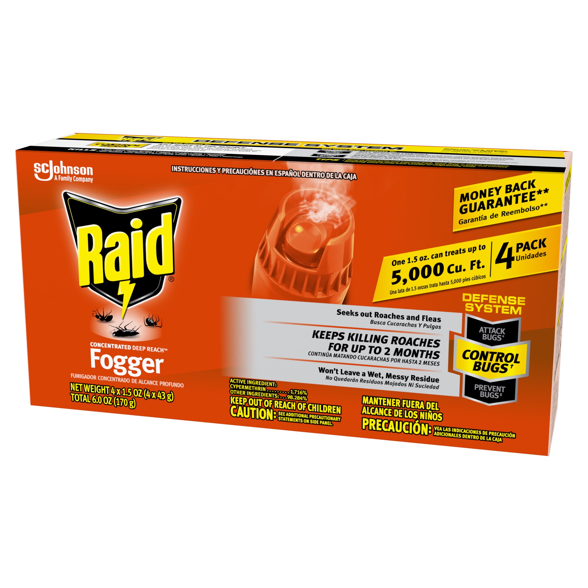 slide 5 of 5, Raid Concentrated Deep Reach Pest Killer & Roach Fogger, 1.5 fl oz, 4 Count, 3 ct; 1.5 oz