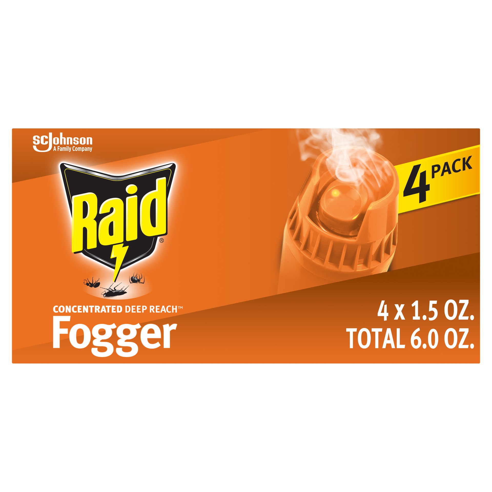 slide 4 of 5, Raid Concentrated Deep Reach Pest Killer & Roach Fogger, 1.5 fl oz, 4 Count, 3 ct; 1.5 oz