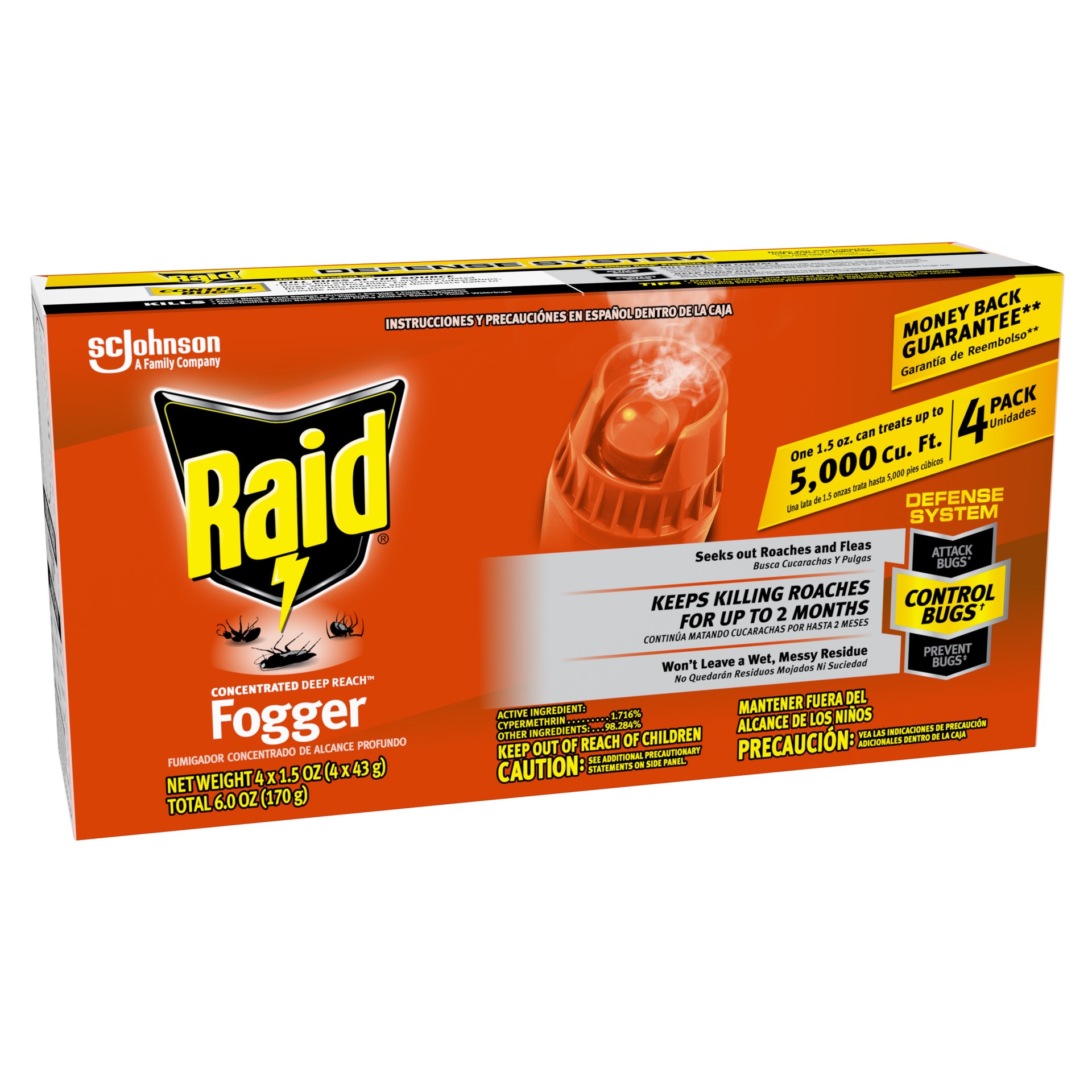slide 2 of 5, Raid Concentrated Deep Reach Pest Killer & Roach Fogger, 1.5 fl oz, 4 Count, 3 ct; 1.5 oz