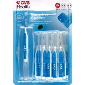 slide 1 of 1, CVS Health Sensitive Spaced Interdental Brushes, 10 ct