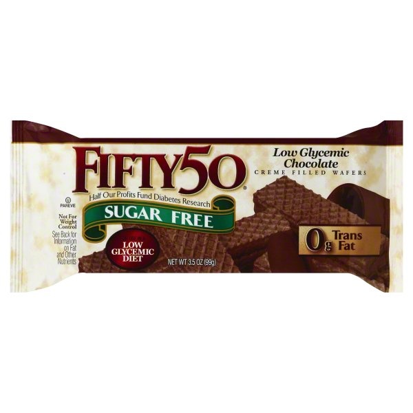 slide 1 of 1, Fifty50 Wafer Creme Filled Sugar Free Chocolate, 3.25 oz