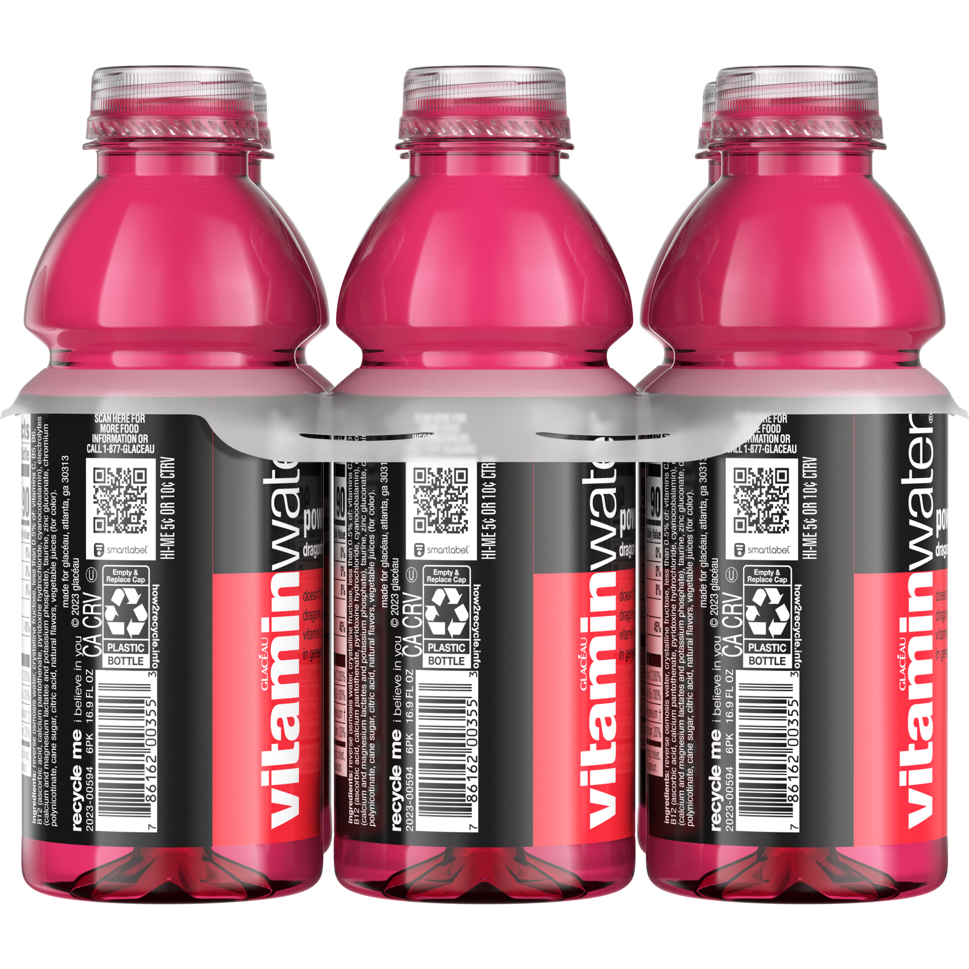 slide 3 of 5, vitaminwater Nutrient Enhanced PowerC Dragonfruit Water Beverage, 6 ct; 16.9 oz