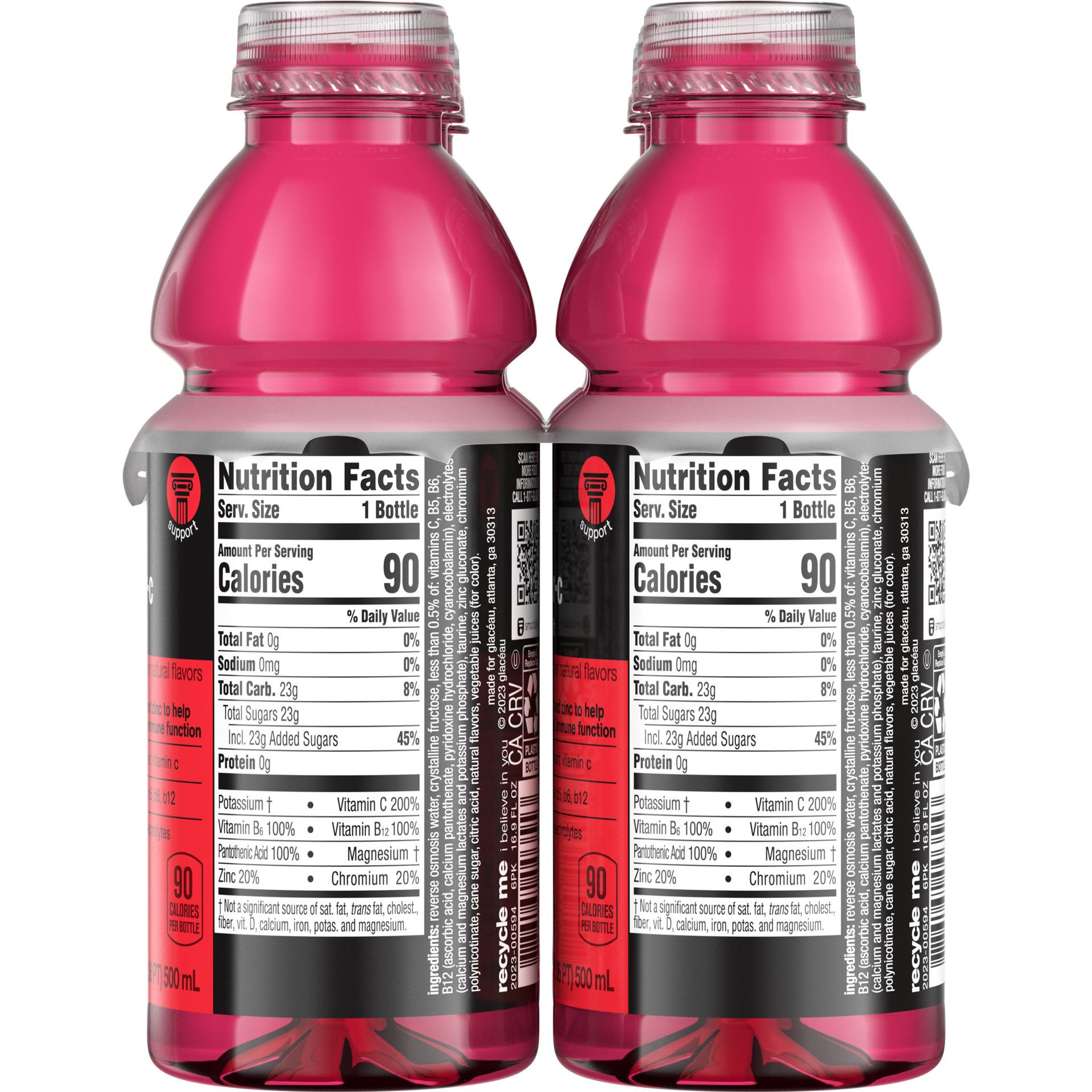 slide 4 of 5, vitaminwater Nutrient Enhanced PowerC Dragonfruit Water Beverage, 6 ct; 16.9 oz