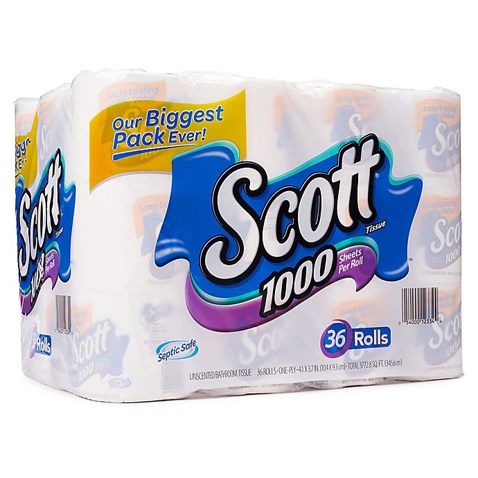 slide 1 of 1, Scott 1-Ply Bath Tissue Rolls, 36 ct; 1000 sheets