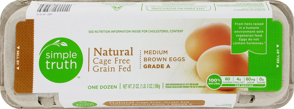slide 1 of 2, Simple Truth Natural Cage Free Grade A Medium Brown Eggs, 12 ct