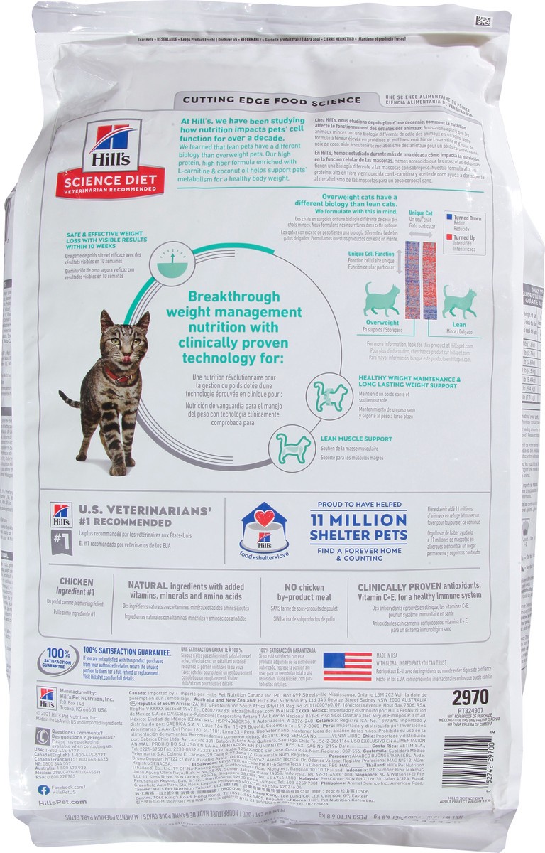 slide 4 of 14, Hill's Perfect Weight Adult Chicken Recipe Cat Food 15 lb, 15 lb