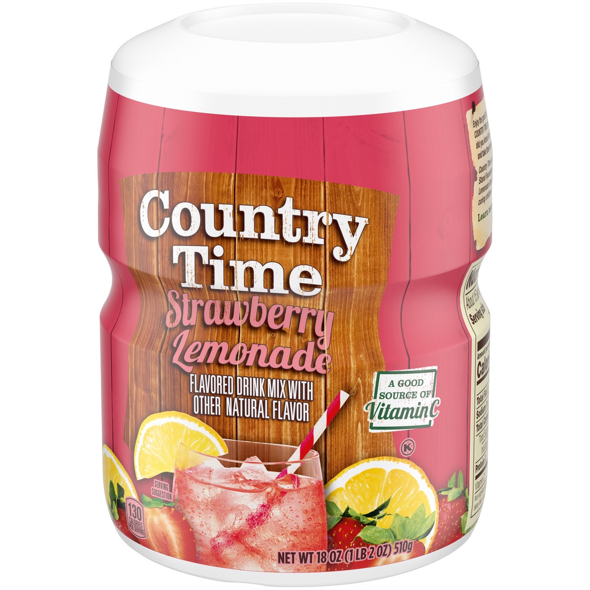 slide 5 of 9, Country Time Strawberry Lemonade Naturally Flavored Powdered Drink Mix, 18 oz Canister, 