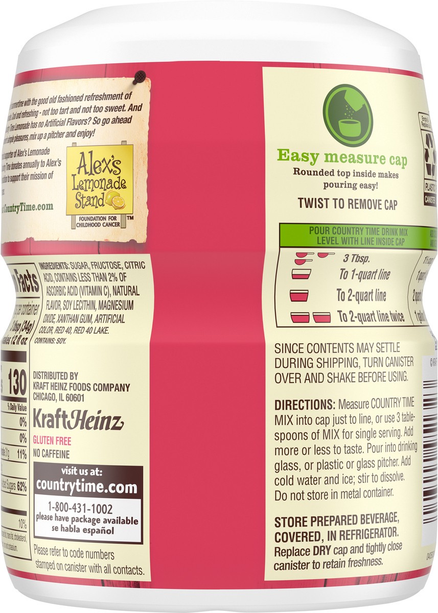 slide 6 of 9, Country Time Strawberry Lemonade Naturally Flavored Powdered Drink Mix, 18 oz Canister, 