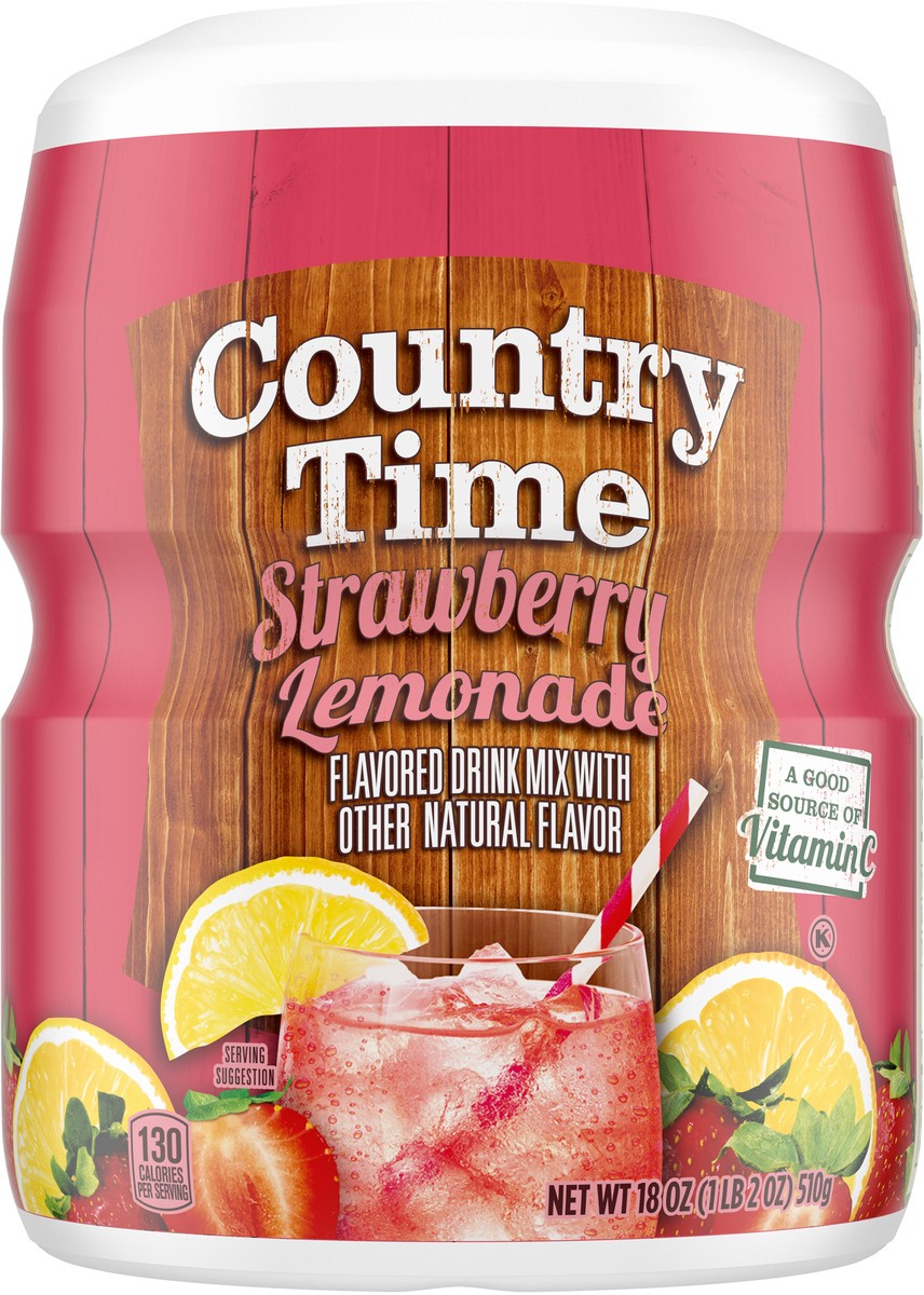 slide 7 of 9, Country Time Strawberry Lemonade Naturally Flavored Powdered Drink Mix, 18 oz Canister, 