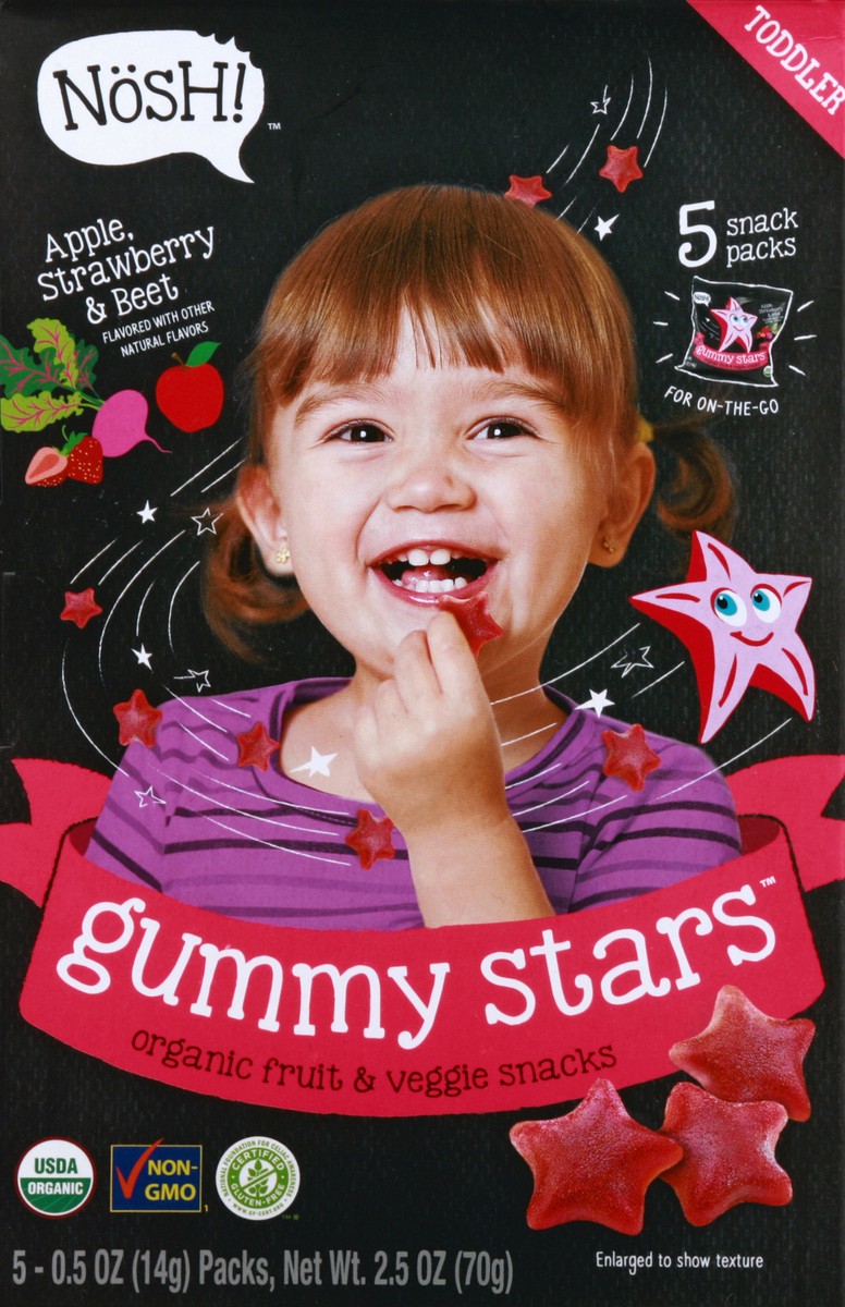 slide 4 of 5, Nosh Gummy Stars - Strawberry Beet, 2.5 oz