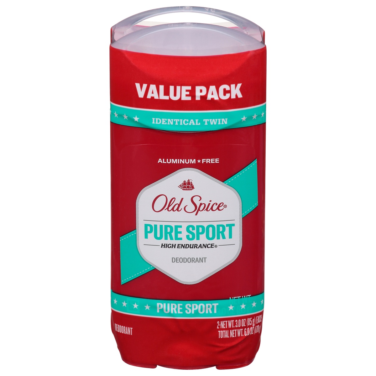 slide 1 of 1, Old Spice High Endurance Deodorant for Men, Aluminum Free, 48 Hour Protection, Pure Sport Scent, 3.0 oz, Pack of 2, 2 ct; 6 oz