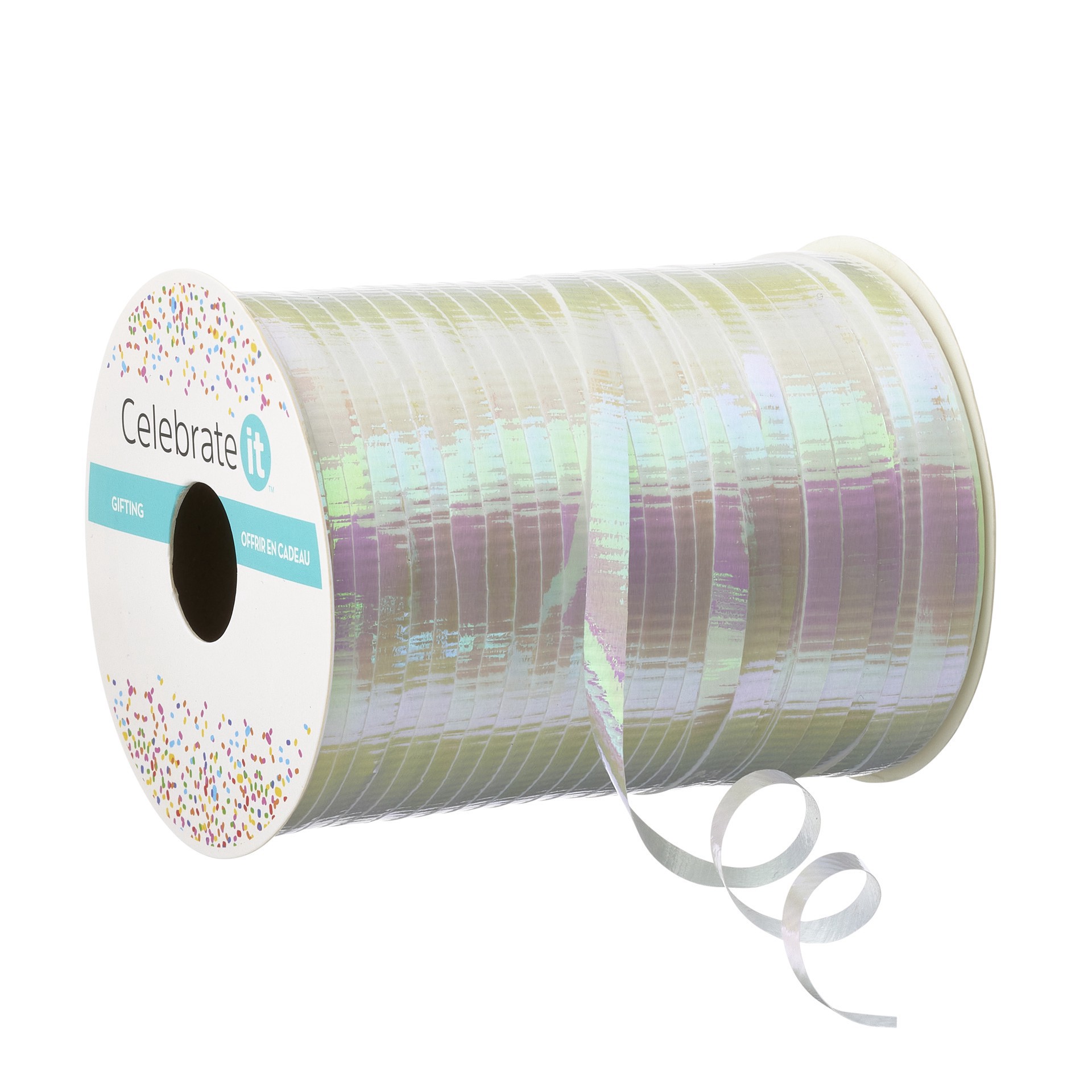 slide 3 of 4, 3/16" Iridescent White Curling Ribbon By Celebrate It, 3/16 in