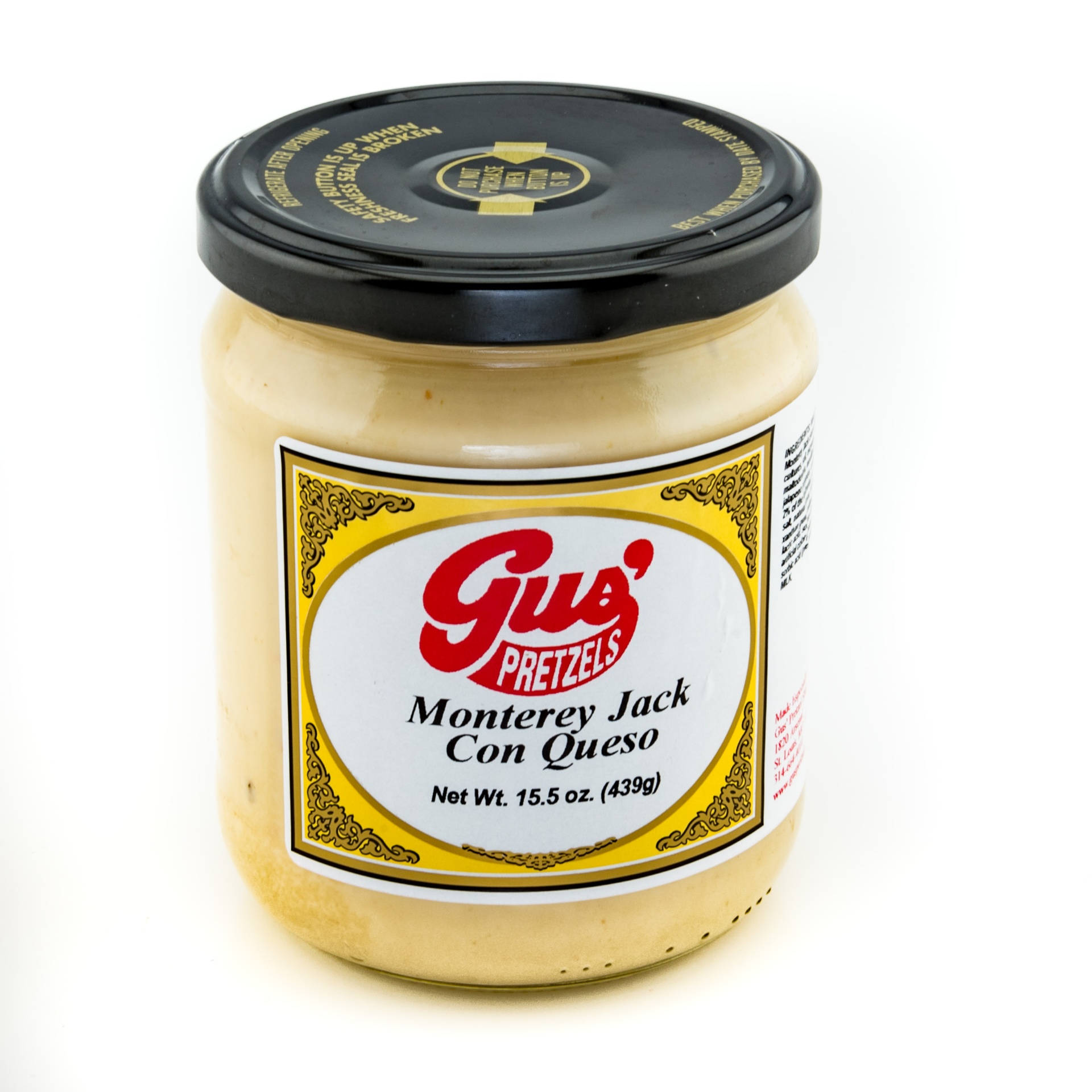 slide 1 of 1, Gus' Pretzels Monterey Jack Con Queso Dip, 15.5 oz